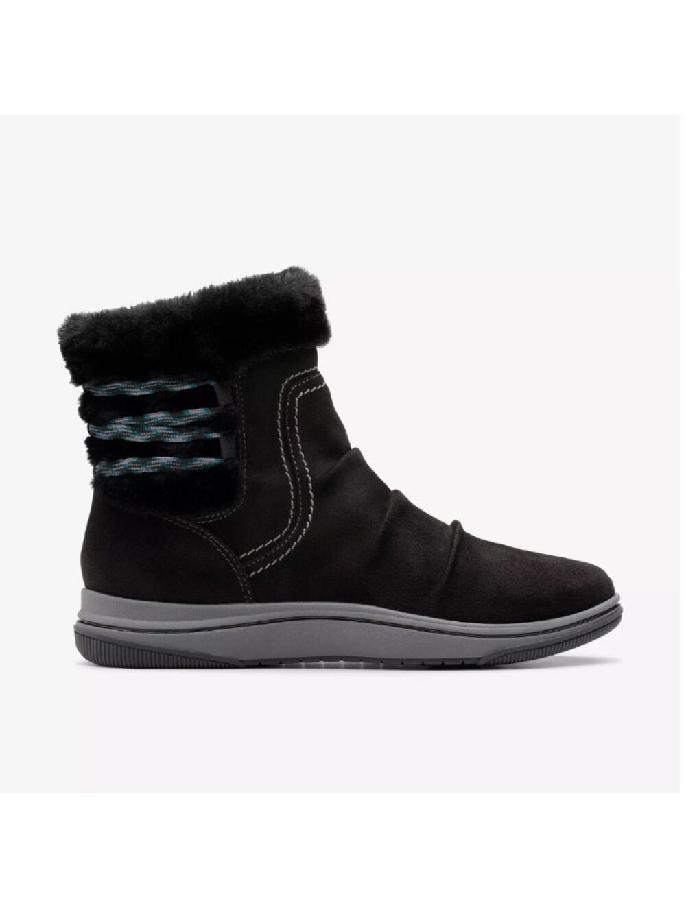 Clarks Cloudsteppers Breeze Cozy Winter Ankle Boots Faux Fur Black NEW - 9.5M
